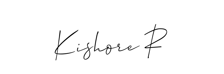 Also You can easily find your signature by using the search form. We will create Kishore R name handwritten signature images for you free of cost using Allison_Script sign style. Kishore R signature style 2 images and pictures png