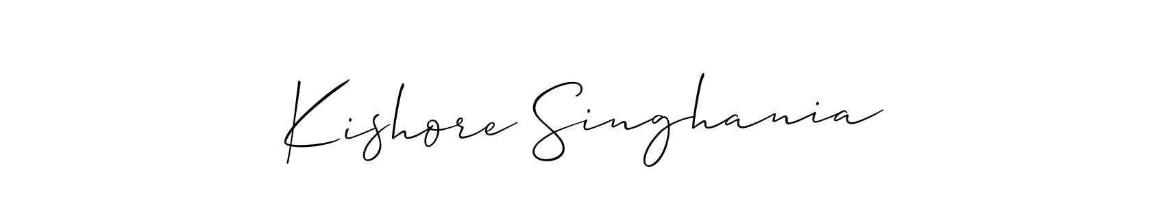 Also You can easily find your signature by using the search form. We will create Kishore Singhania name handwritten signature images for you free of cost using Allison_Script sign style. Kishore Singhania signature style 2 images and pictures png