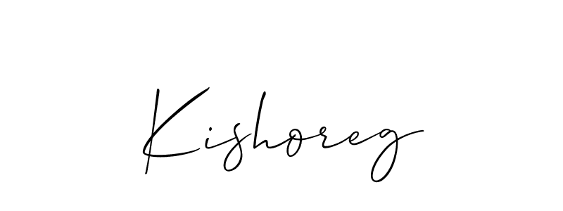 Use a signature maker to create a handwritten signature online. With this signature software, you can design (Allison_Script) your own signature for name Kishoreg. Kishoreg signature style 2 images and pictures png