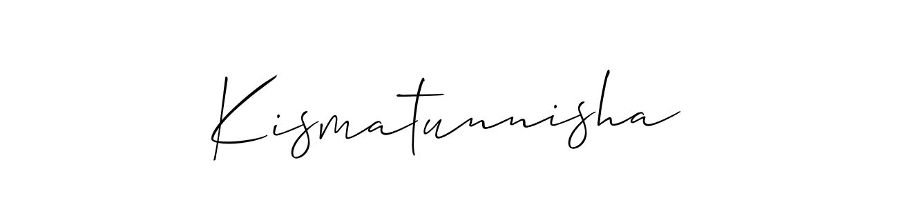 Similarly Allison_Script is the best handwritten signature design. Signature creator online .You can use it as an online autograph creator for name Kismatunnisha. Kismatunnisha signature style 2 images and pictures png