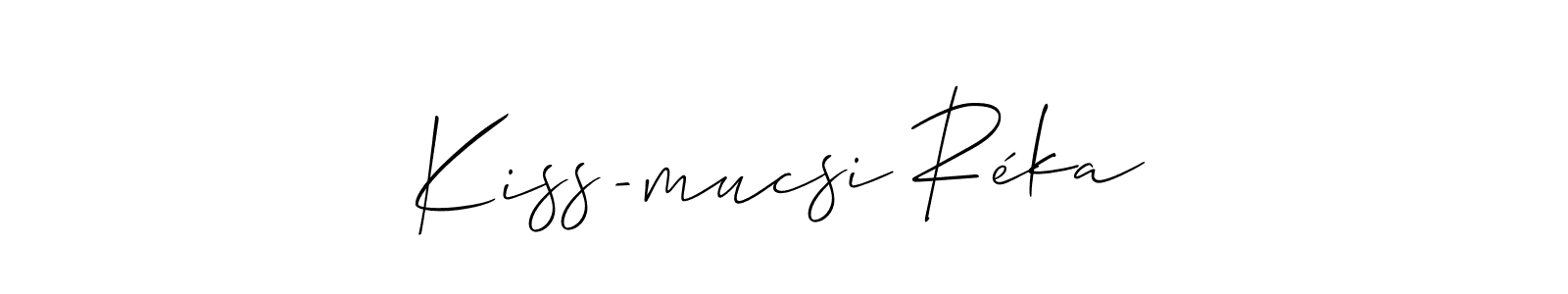 Allison_Script is a professional signature style that is perfect for those who want to add a touch of class to their signature. It is also a great choice for those who want to make their signature more unique. Get Kiss-mucsi Réka name to fancy signature for free. Kiss-mucsi Réka signature style 2 images and pictures png