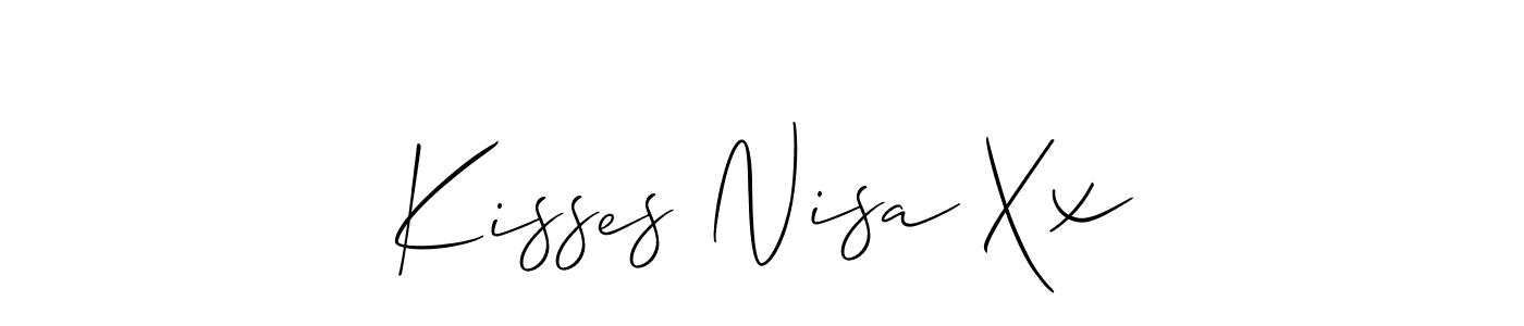 if you are searching for the best signature style for your name Kisses Nisa Xx. so please give up your signature search. here we have designed multiple signature styles  using Allison_Script. Kisses Nisa Xx signature style 2 images and pictures png