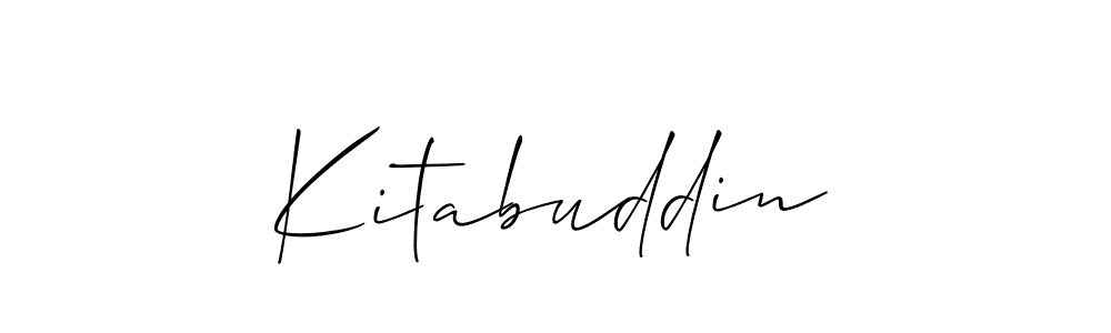 You should practise on your own different ways (Allison_Script) to write your name (Kitabuddin) in signature. don't let someone else do it for you. Kitabuddin signature style 2 images and pictures png