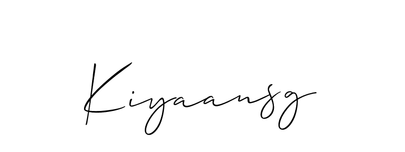 The best way (Allison_Script) to make a short signature is to pick only two or three words in your name. The name Kiyaansg include a total of six letters. For converting this name. Kiyaansg signature style 2 images and pictures png
