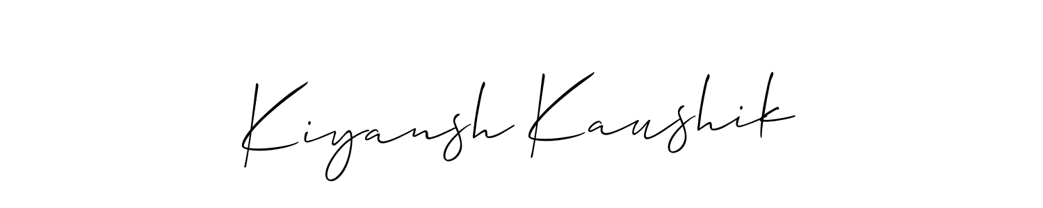The best way (Allison_Script) to make a short signature is to pick only two or three words in your name. The name Kiyansh Kaushik include a total of six letters. For converting this name. Kiyansh Kaushik signature style 2 images and pictures png
