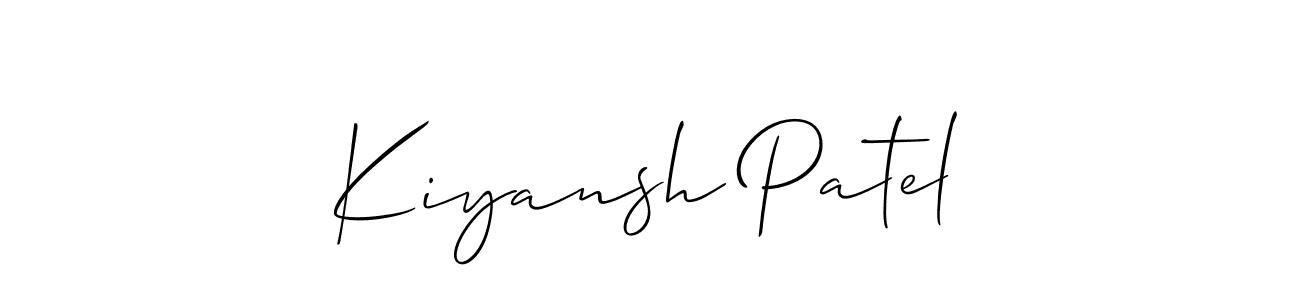 Allison_Script is a professional signature style that is perfect for those who want to add a touch of class to their signature. It is also a great choice for those who want to make their signature more unique. Get Kiyansh Patel name to fancy signature for free. Kiyansh Patel signature style 2 images and pictures png