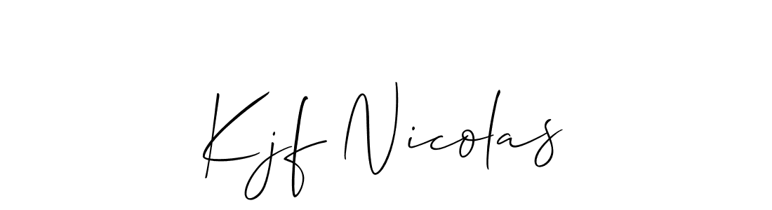 The best way (Allison_Script) to make a short signature is to pick only two or three words in your name. The name Kjf Nicolas include a total of six letters. For converting this name. Kjf Nicolas signature style 2 images and pictures png