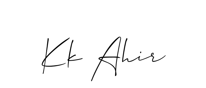Create a beautiful signature design for name Kk Ahir. With this signature (Allison_Script) fonts, you can make a handwritten signature for free. Kk Ahir signature style 2 images and pictures png