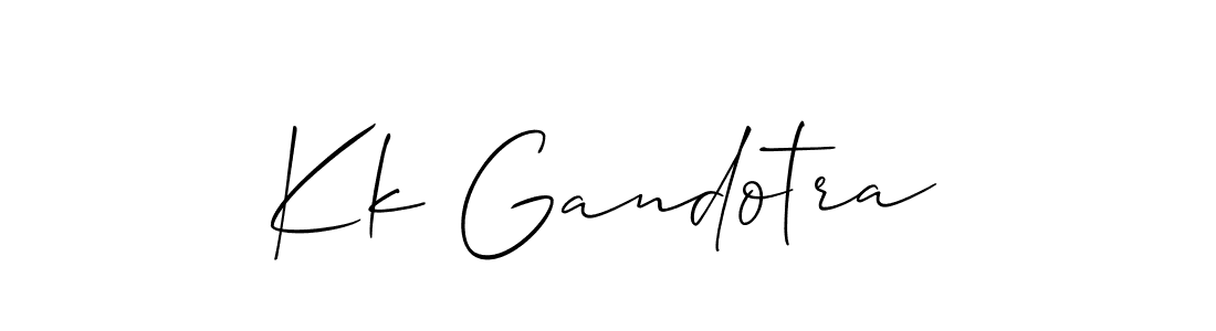 How to make Kk Gandotra name signature. Use Allison_Script style for creating short signs online. This is the latest handwritten sign. Kk Gandotra signature style 2 images and pictures png