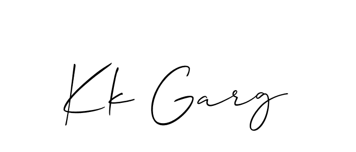 How to make Kk Garg signature? Allison_Script is a professional autograph style. Create handwritten signature for Kk Garg name. Kk Garg signature style 2 images and pictures png