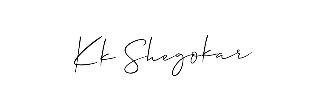 How to make Kk Shegokar name signature. Use Allison_Script style for creating short signs online. This is the latest handwritten sign. Kk Shegokar signature style 2 images and pictures png