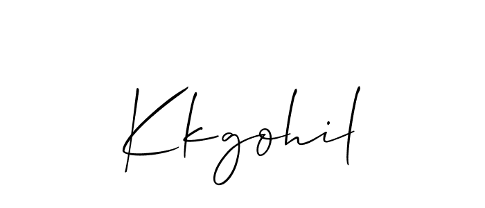 The best way (Allison_Script) to make a short signature is to pick only two or three words in your name. The name Kkgohil include a total of six letters. For converting this name. Kkgohil signature style 2 images and pictures png