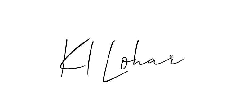 Allison_Script is a professional signature style that is perfect for those who want to add a touch of class to their signature. It is also a great choice for those who want to make their signature more unique. Get Kl Lohar name to fancy signature for free. Kl Lohar signature style 2 images and pictures png