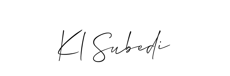 How to Draw Kl Subedi signature style? Allison_Script is a latest design signature styles for name Kl Subedi. Kl Subedi signature style 2 images and pictures png