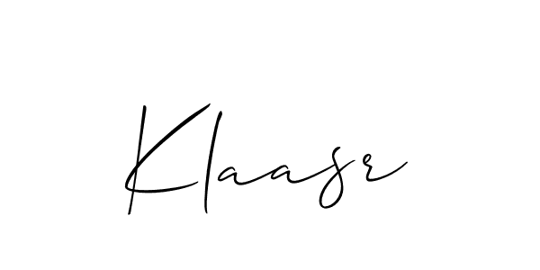 Allison_Script is a professional signature style that is perfect for those who want to add a touch of class to their signature. It is also a great choice for those who want to make their signature more unique. Get Klaasr name to fancy signature for free. Klaasr signature style 2 images and pictures png