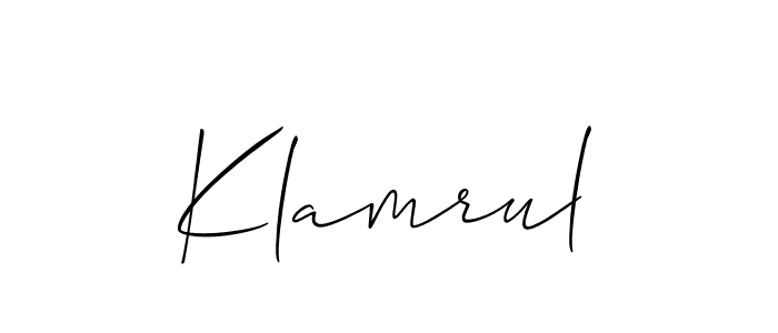 Make a beautiful signature design for name Klamrul. With this signature (Allison_Script) style, you can create a handwritten signature for free. Klamrul signature style 2 images and pictures png