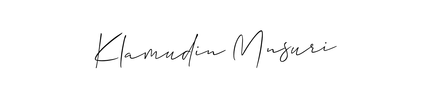 Also we have Klamudin Mnsuri name is the best signature style. Create professional handwritten signature collection using Allison_Script autograph style. Klamudin Mnsuri signature style 2 images and pictures png