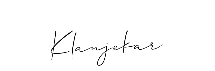 Also You can easily find your signature by using the search form. We will create Klanjekar name handwritten signature images for you free of cost using Allison_Script sign style. Klanjekar signature style 2 images and pictures png