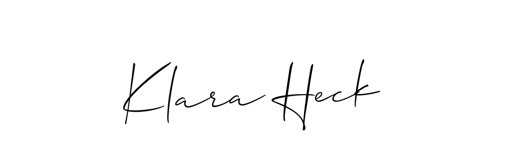 It looks lik you need a new signature style for name Klara Heck. Design unique handwritten (Allison_Script) signature with our free signature maker in just a few clicks. Klara Heck signature style 2 images and pictures png