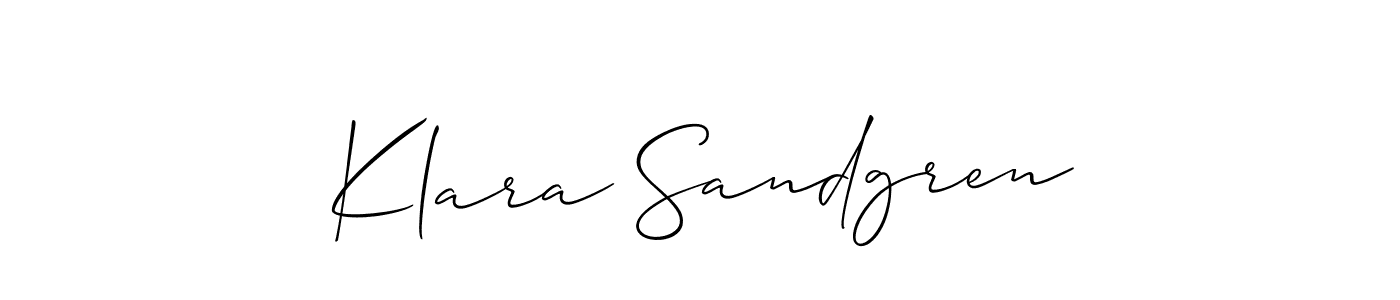 Make a short Klara Sandgren signature style. Manage your documents anywhere anytime using Allison_Script. Create and add eSignatures, submit forms, share and send files easily. Klara Sandgren signature style 2 images and pictures png