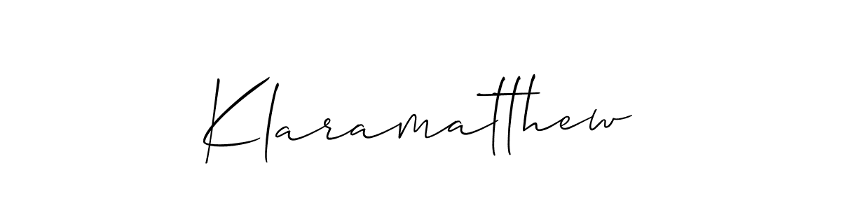 Create a beautiful signature design for name Klaramatthew. With this signature (Allison_Script) fonts, you can make a handwritten signature for free. Klaramatthew signature style 2 images and pictures png