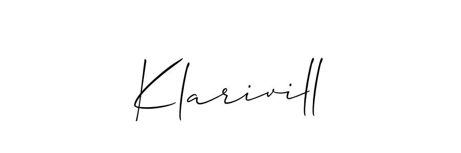 It looks lik you need a new signature style for name Klarivill. Design unique handwritten (Allison_Script) signature with our free signature maker in just a few clicks. Klarivill signature style 2 images and pictures png