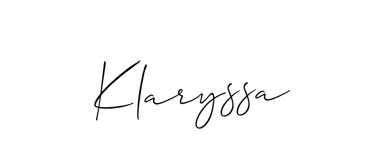 Make a short Klaryssa signature style. Manage your documents anywhere anytime using Allison_Script. Create and add eSignatures, submit forms, share and send files easily. Klaryssa signature style 2 images and pictures png