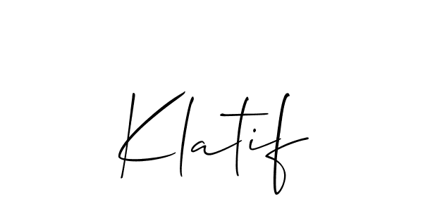Once you've used our free online signature maker to create your best signature Allison_Script style, it's time to enjoy all of the benefits that Klatif name signing documents. Klatif signature style 2 images and pictures png