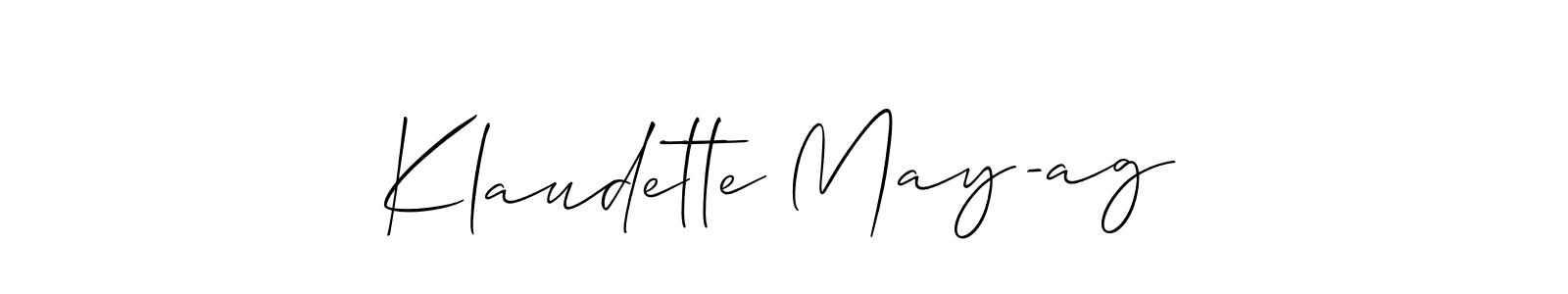 The best way (Allison_Script) to make a short signature is to pick only two or three words in your name. The name Klaudette May-ag include a total of six letters. For converting this name. Klaudette May-ag signature style 2 images and pictures png