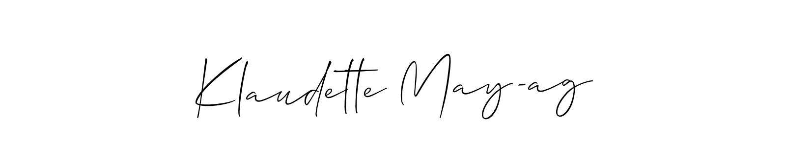 Allison_Script is a professional signature style that is perfect for those who want to add a touch of class to their signature. It is also a great choice for those who want to make their signature more unique. Get Klaudette May-ag name to fancy signature for free. Klaudette May-ag signature style 2 images and pictures png