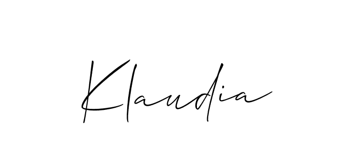 Design your own signature with our free online signature maker. With this signature software, you can create a handwritten (Allison_Script) signature for name Klaudia. Klaudia signature style 2 images and pictures png