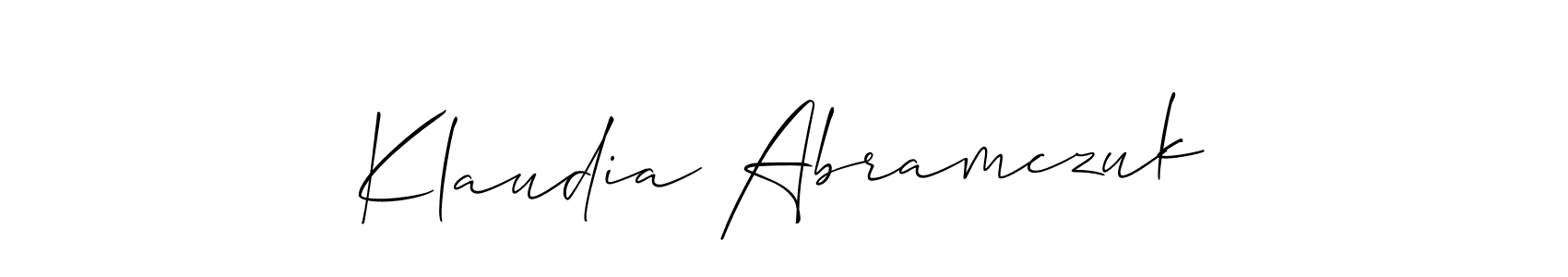 if you are searching for the best signature style for your name Klaudia Abramczuk. so please give up your signature search. here we have designed multiple signature styles  using Allison_Script. Klaudia Abramczuk signature style 2 images and pictures png