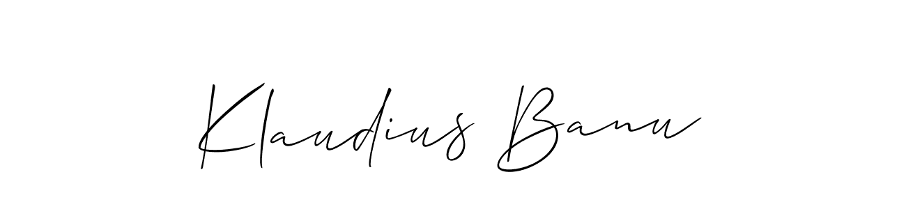 Use a signature maker to create a handwritten signature online. With this signature software, you can design (Allison_Script) your own signature for name Klaudius Banu. Klaudius Banu signature style 2 images and pictures png