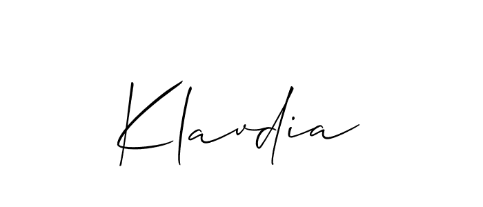 Klavdia stylish signature style. Best Handwritten Sign (Allison_Script) for my name. Handwritten Signature Collection Ideas for my name Klavdia. Klavdia signature style 2 images and pictures png