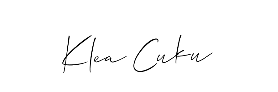 Make a beautiful signature design for name Klea Cuku. With this signature (Allison_Script) style, you can create a handwritten signature for free. Klea Cuku signature style 2 images and pictures png