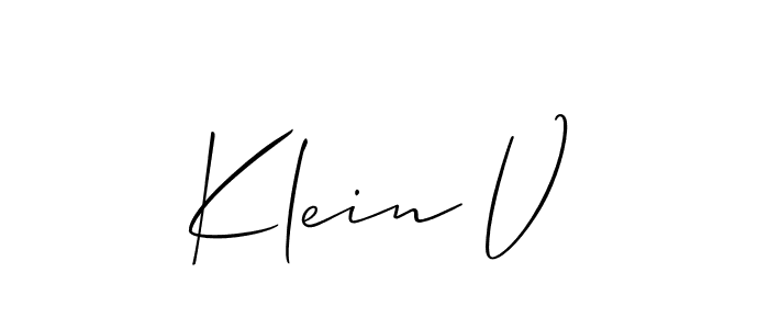 It looks lik you need a new signature style for name Klein V. Design unique handwritten (Allison_Script) signature with our free signature maker in just a few clicks. Klein V signature style 2 images and pictures png