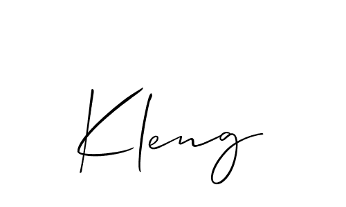 Design your own signature with our free online signature maker. With this signature software, you can create a handwritten (Allison_Script) signature for name Kleng. Kleng signature style 2 images and pictures png