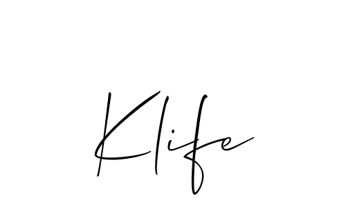 Make a beautiful signature design for name Klife. With this signature (Allison_Script) style, you can create a handwritten signature for free. Klife signature style 2 images and pictures png