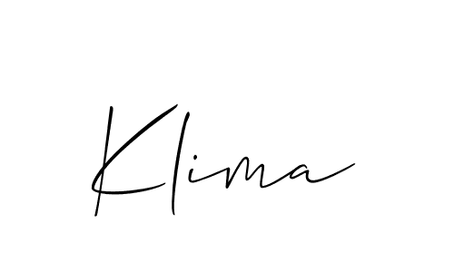 Create a beautiful signature design for name Klima. With this signature (Allison_Script) fonts, you can make a handwritten signature for free. Klima signature style 2 images and pictures png