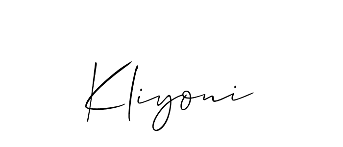 Also we have Kliyoni name is the best signature style. Create professional handwritten signature collection using Allison_Script autograph style. Kliyoni signature style 2 images and pictures png