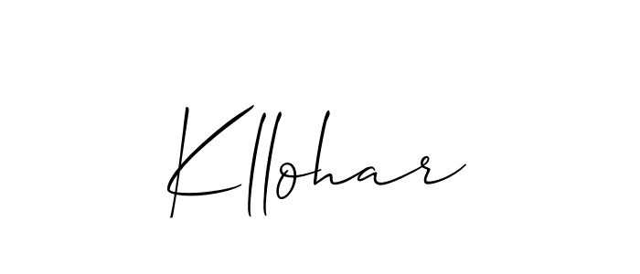 How to make Kllohar name signature. Use Allison_Script style for creating short signs online. This is the latest handwritten sign. Kllohar signature style 2 images and pictures png