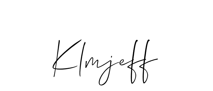 Design your own signature with our free online signature maker. With this signature software, you can create a handwritten (Allison_Script) signature for name Klmjeff. Klmjeff signature style 2 images and pictures png