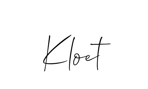 Use a signature maker to create a handwritten signature online. With this signature software, you can design (Allison_Script) your own signature for name Kloet. Kloet signature style 2 images and pictures png