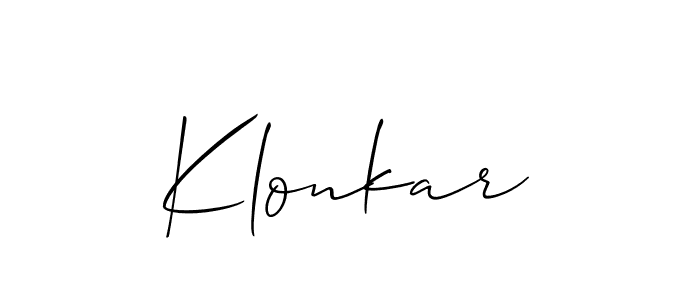 It looks lik you need a new signature style for name Klonkar. Design unique handwritten (Allison_Script) signature with our free signature maker in just a few clicks. Klonkar signature style 2 images and pictures png