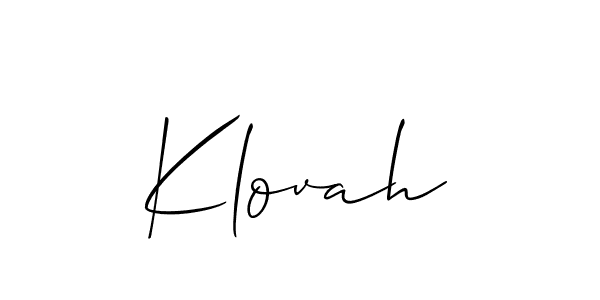 if you are searching for the best signature style for your name Klovah. so please give up your signature search. here we have designed multiple signature styles  using Allison_Script. Klovah signature style 2 images and pictures png