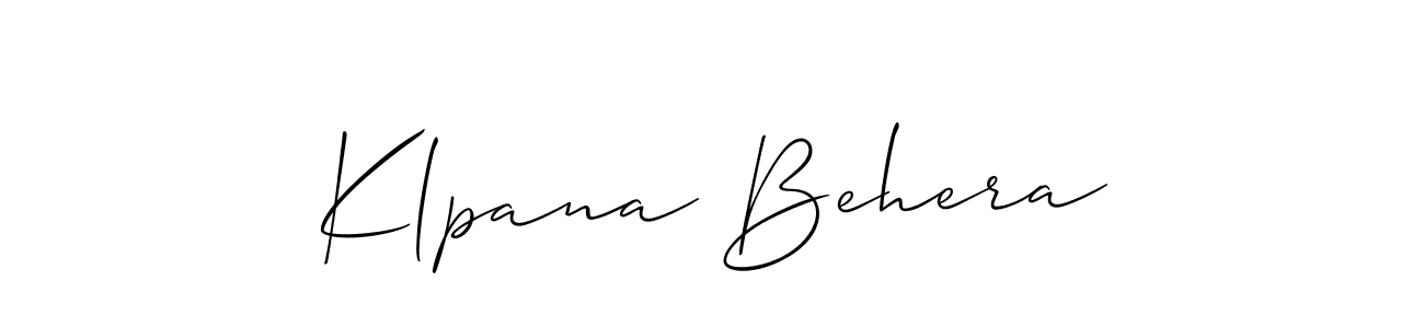 How to make Klpana Behera signature? Allison_Script is a professional autograph style. Create handwritten signature for Klpana Behera name. Klpana Behera signature style 2 images and pictures png