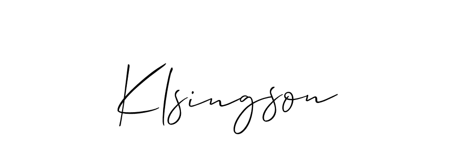 The best way (Allison_Script) to make a short signature is to pick only two or three words in your name. The name Klsingson include a total of six letters. For converting this name. Klsingson signature style 2 images and pictures png