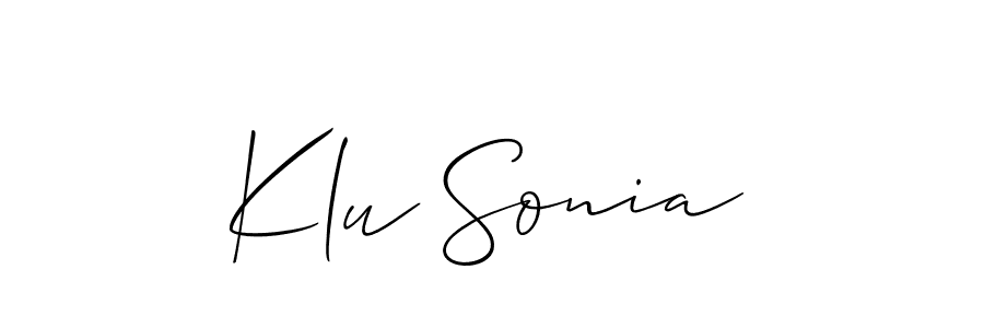 Similarly Allison_Script is the best handwritten signature design. Signature creator online .You can use it as an online autograph creator for name Klu Sonia. Klu Sonia signature style 2 images and pictures png