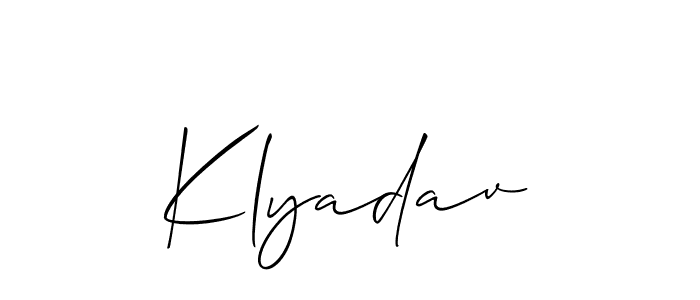 if you are searching for the best signature style for your name Klyadav. so please give up your signature search. here we have designed multiple signature styles  using Allison_Script. Klyadav signature style 2 images and pictures png