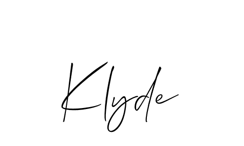 Make a beautiful signature design for name Klyde. With this signature (Allison_Script) style, you can create a handwritten signature for free. Klyde signature style 2 images and pictures png